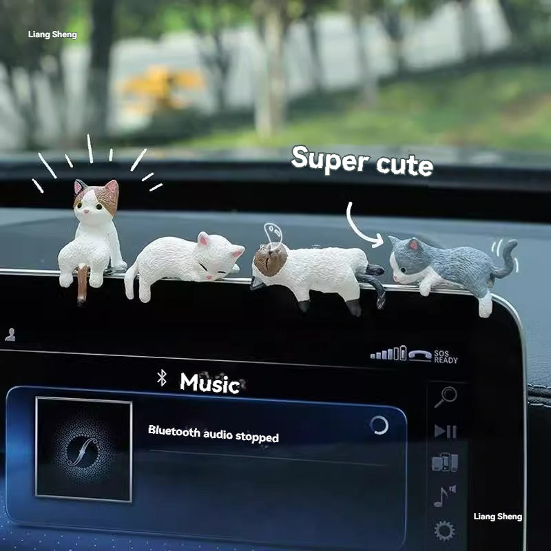Super cute snooze cat car screen small decoration