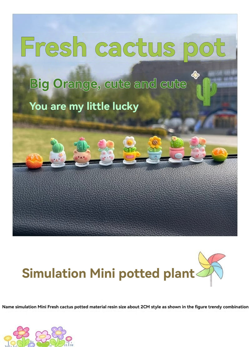 Cute simulation flower car decoration cactus