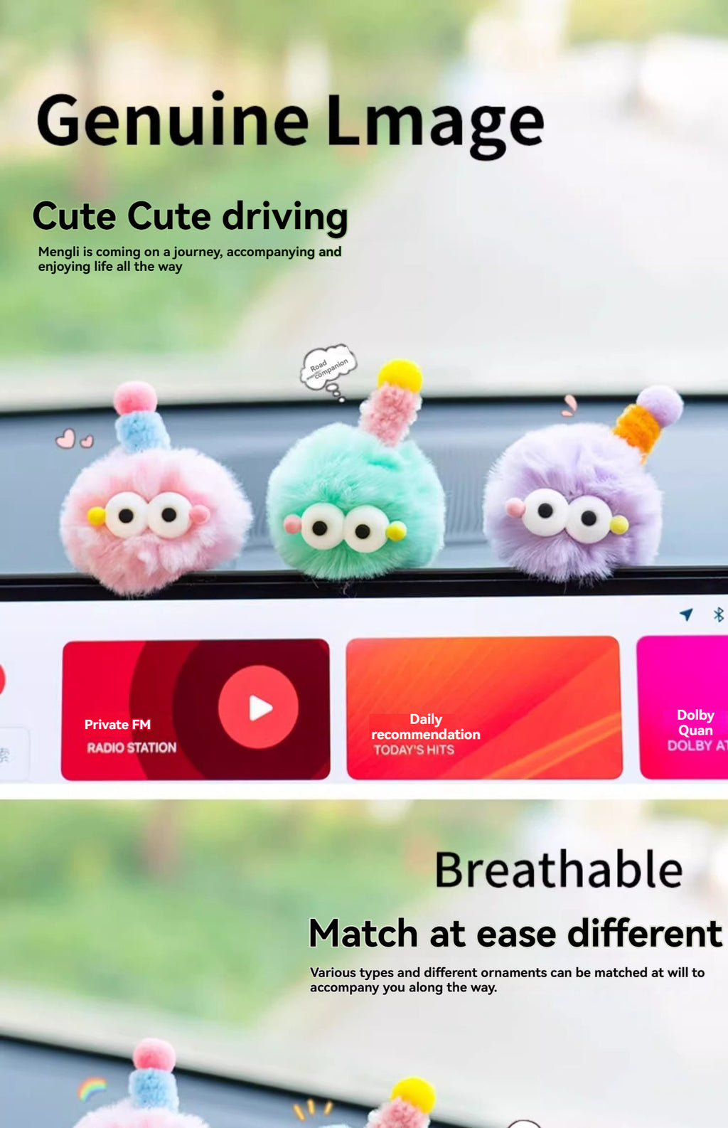 Hairball little monster car decoration creative cute doll