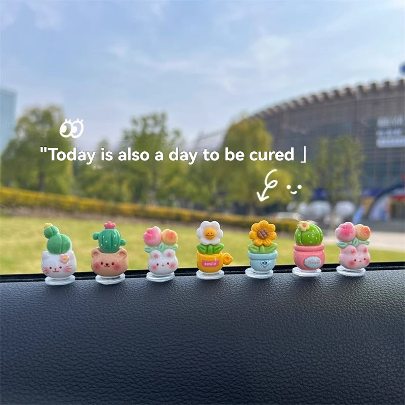 Cute simulation flower car decoration cactus