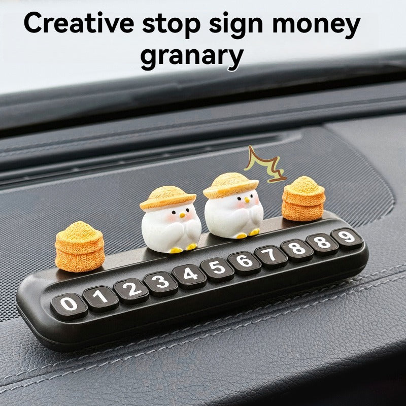 Cartoon creative chicken parking sign, car moving car, temporary parking number plate