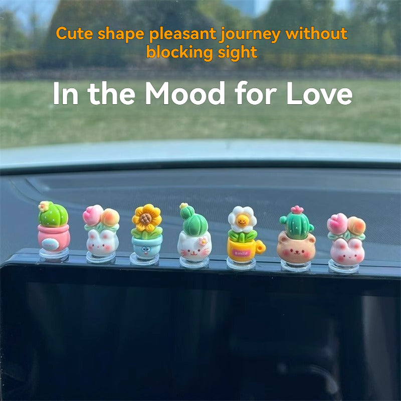 Cute simulation flower car decoration cactus