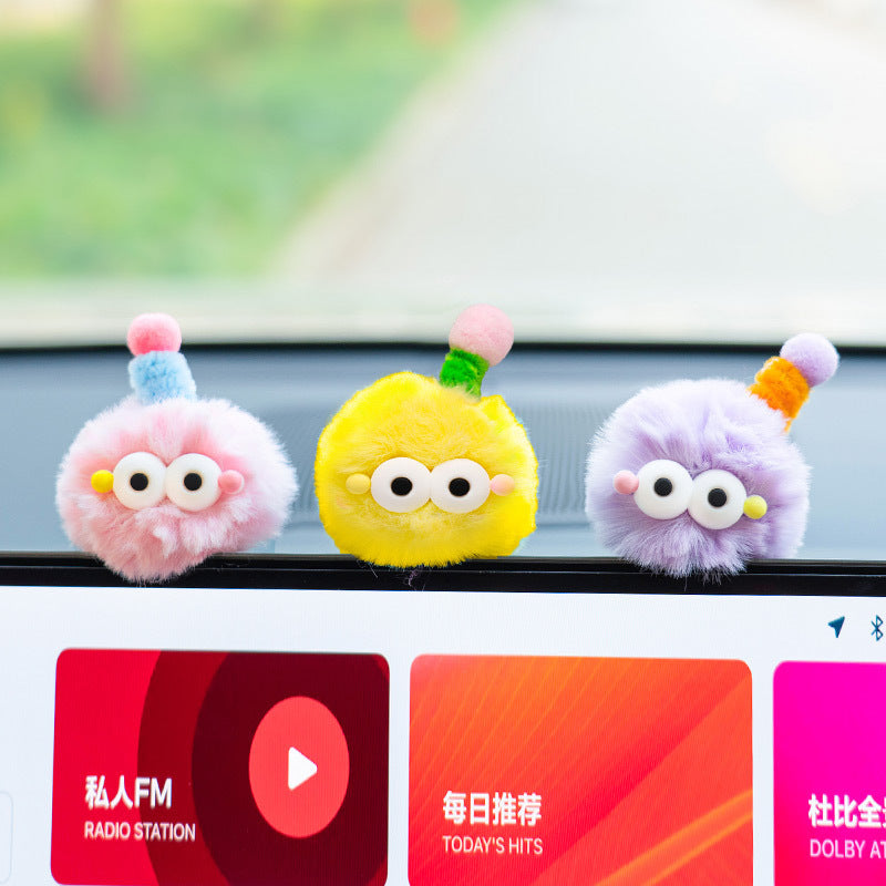 Hairball little monster car decoration creative cute doll