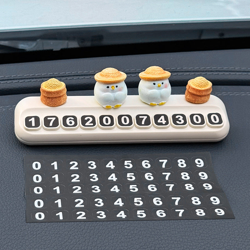 Cartoon creative chicken parking sign, car moving car, temporary parking number plate