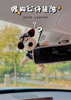 Cute dog repair rearview mirror decoration lying doll car decoration