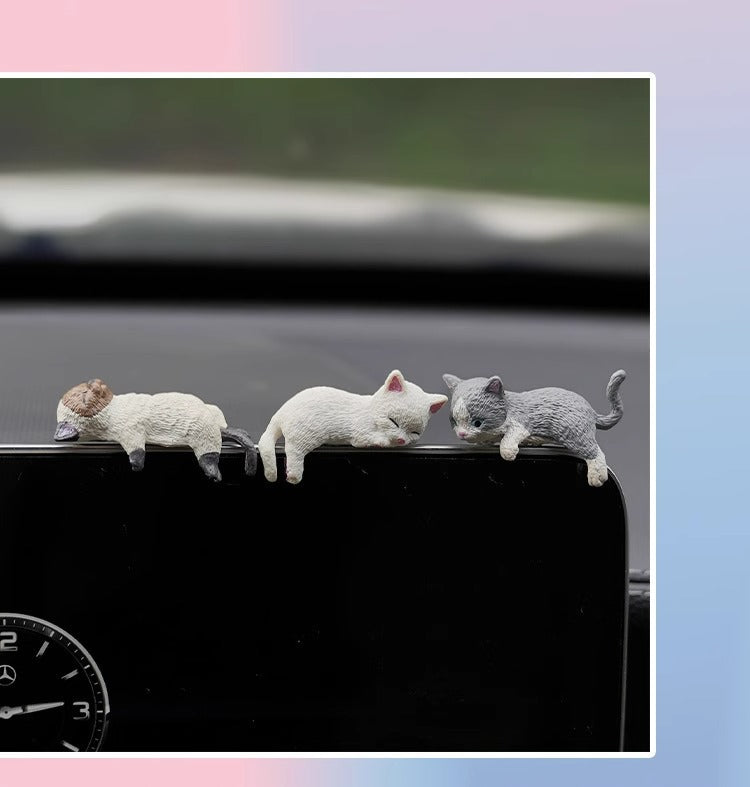 Super cute snooze cat car screen small decoration