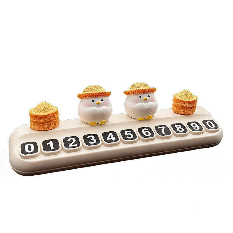 Cartoon creative chicken parking sign, car moving car, temporary parking number plate