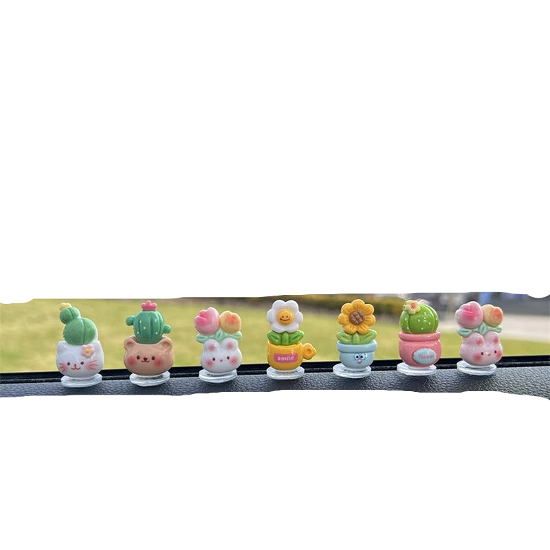 Cute simulation flower car decoration cactus