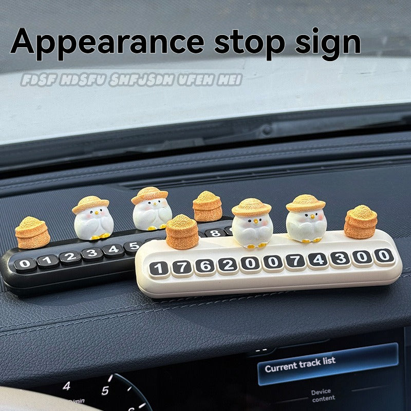 Cartoon creative chicken parking sign, car moving car, temporary parking number plate