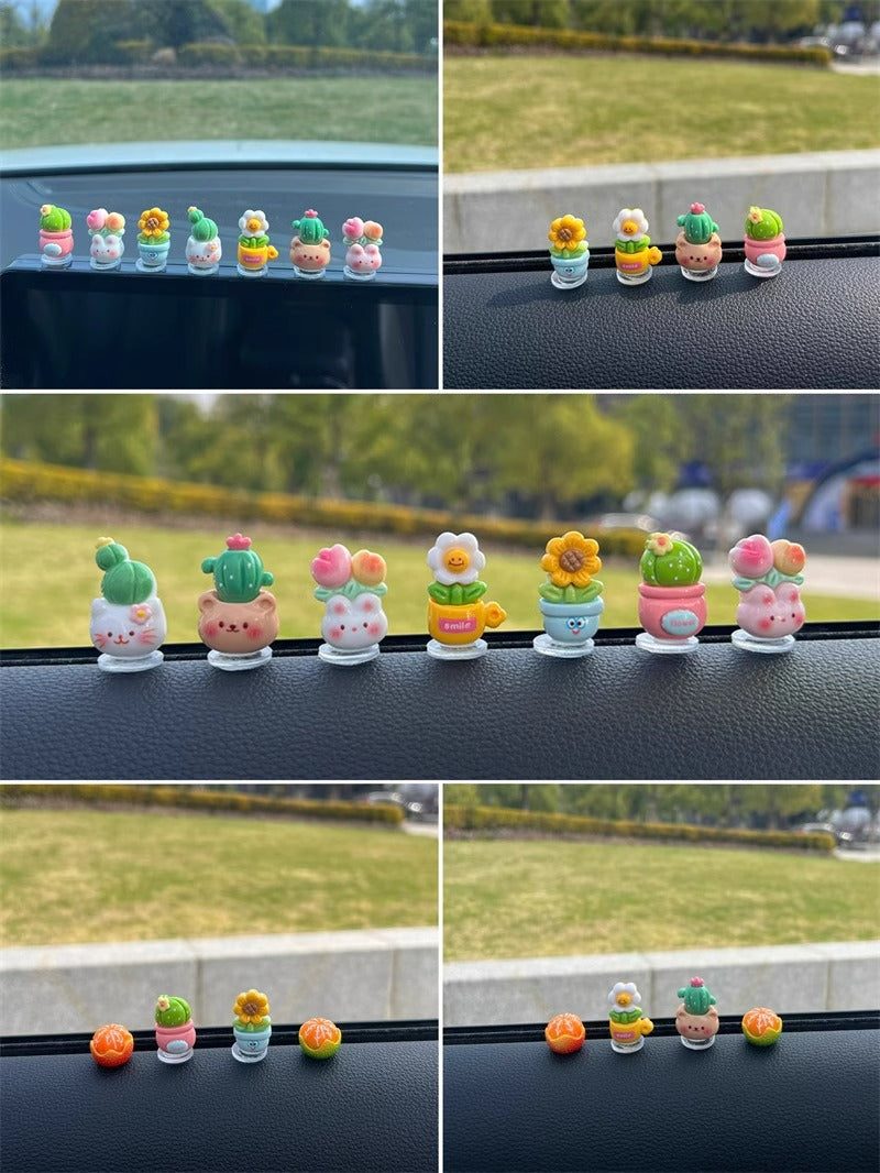 Cute simulation flower car decoration cactus