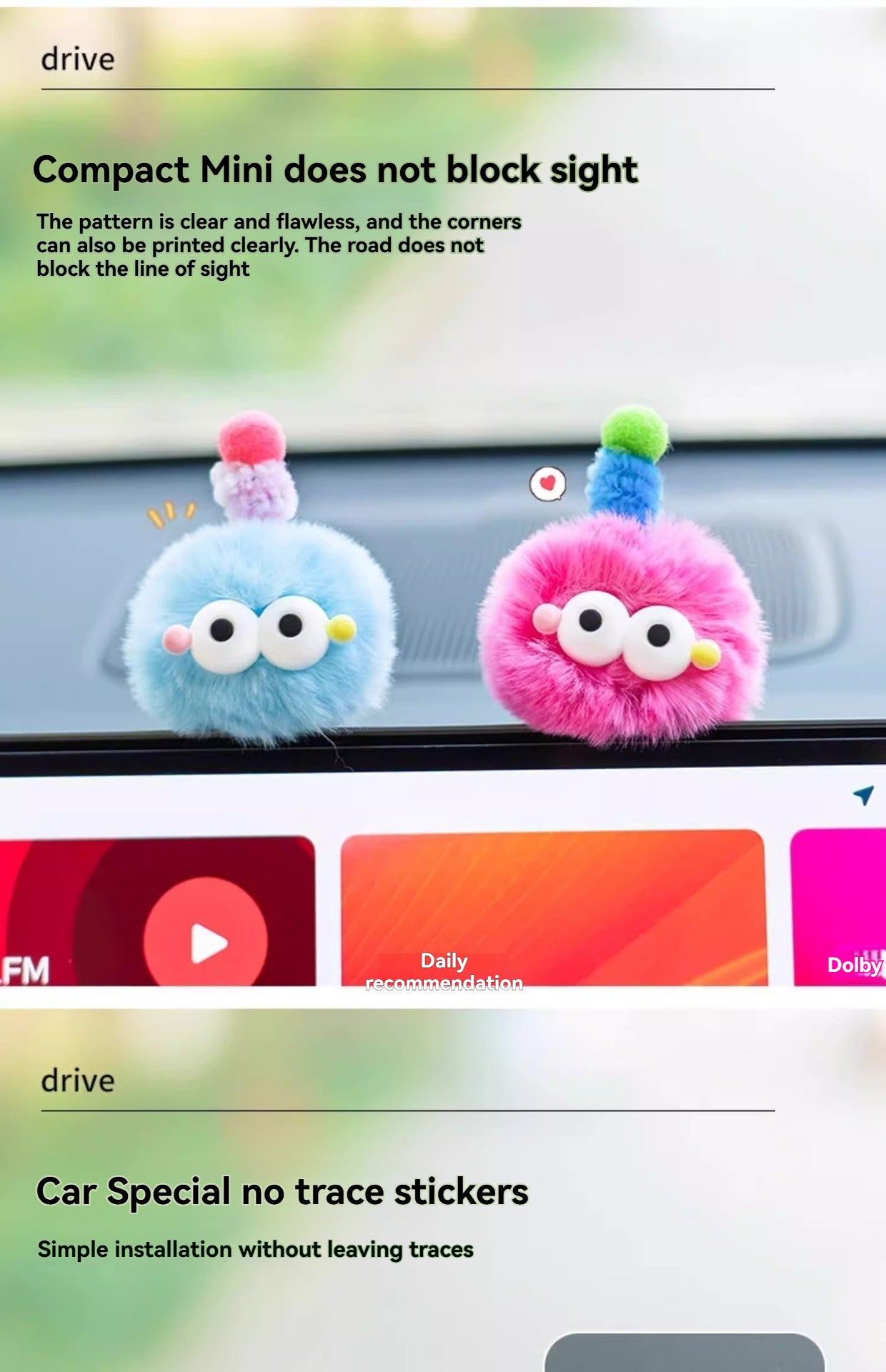 Hairball little monster car decoration creative cute doll
